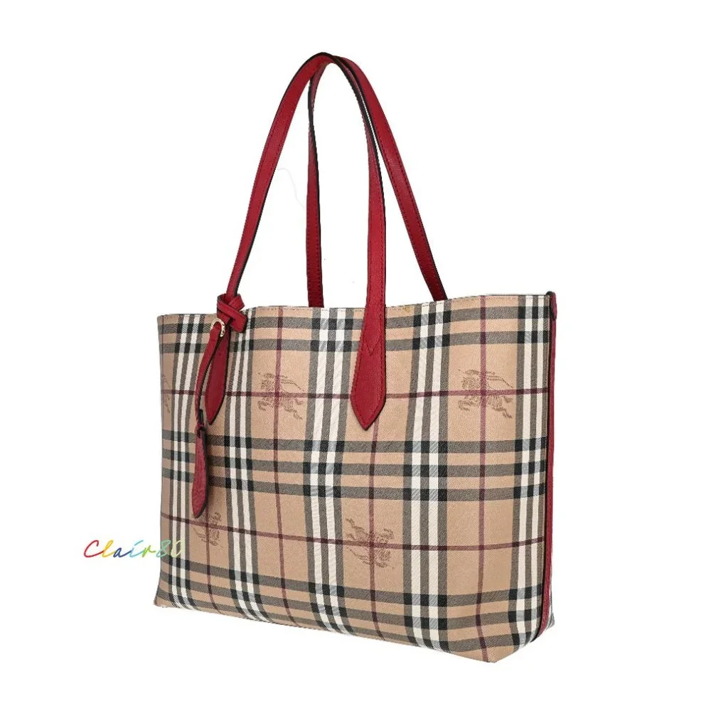 Burberry Medium Haymarket Colours Check Leather Reversible Tote - Picture 2 of 9